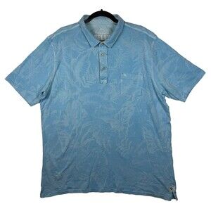 Tommy Bahama Relax Polo Shirt Mens 2XL Blue Floral Pima Cotton Casual Pocket
